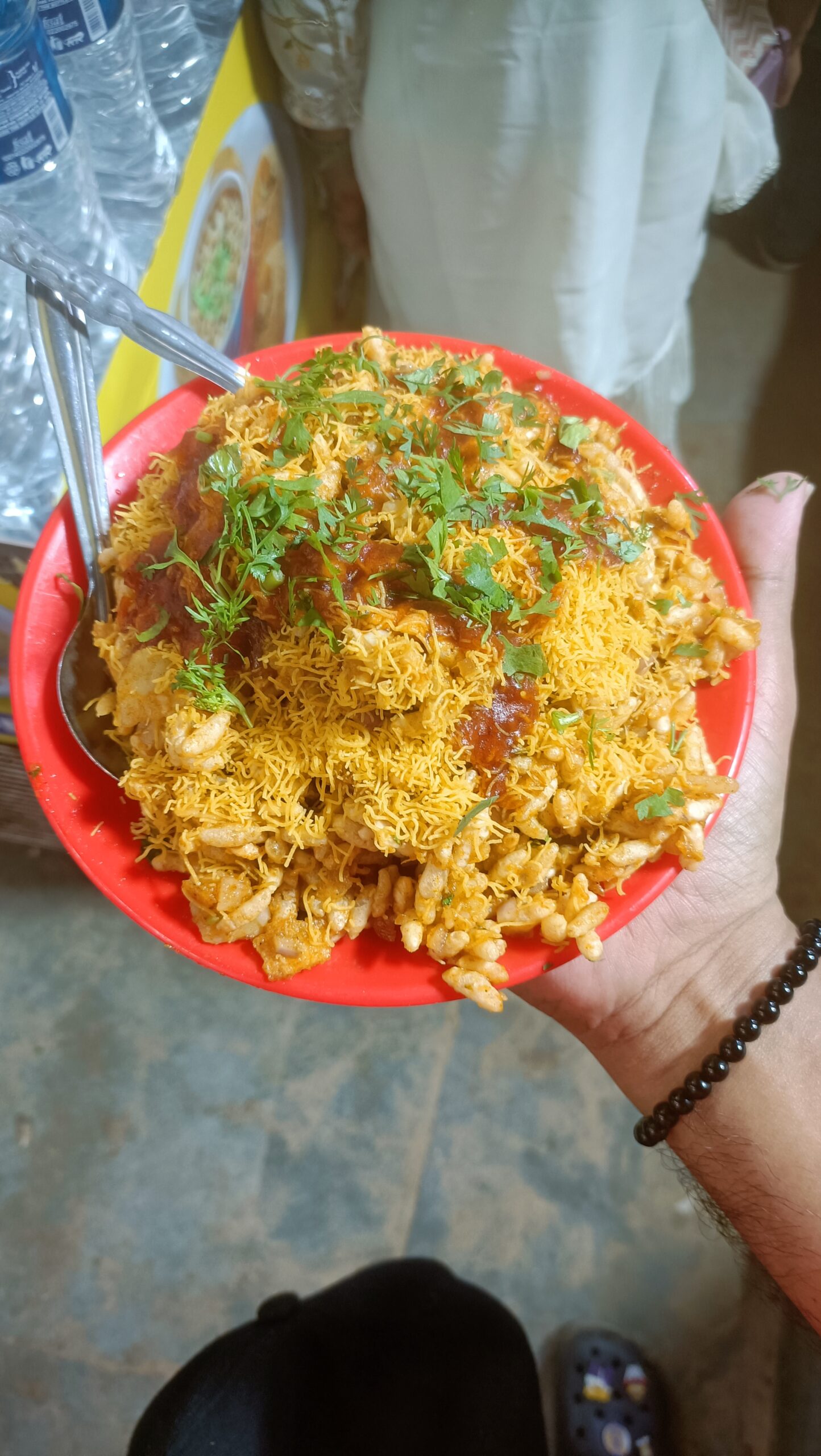 Bhel Puri on MK hand